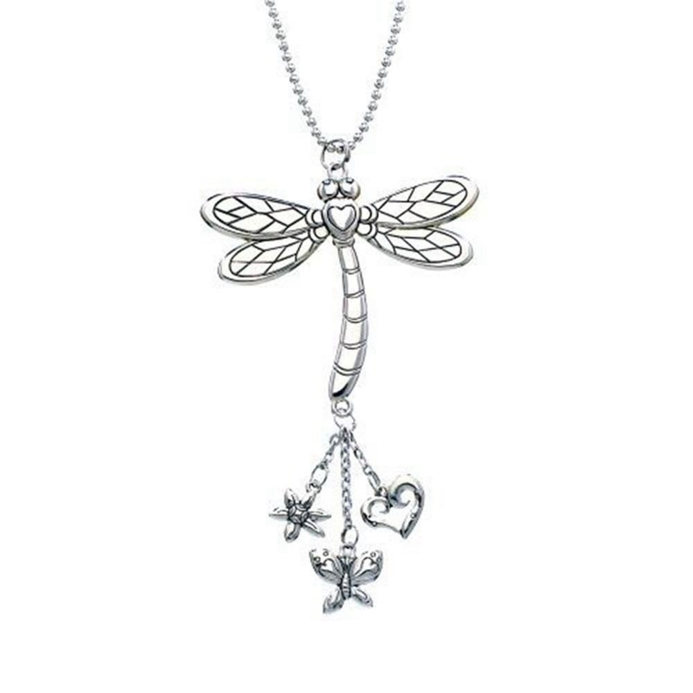 Ganz Silver Dragonfly Car Charm With Three‎ Dangling Charms Car Decor Bling